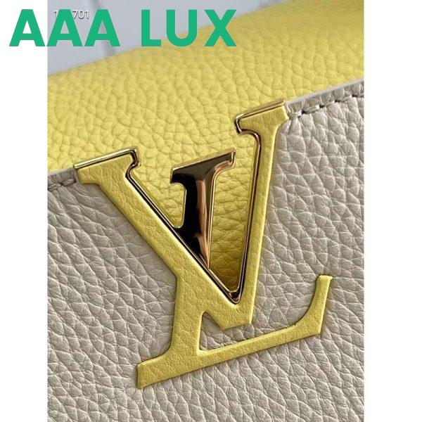 Replica Louis Vuitton LV Women Capucines MM Handbag Yellow Beige Taurillon Leather Canvas 9