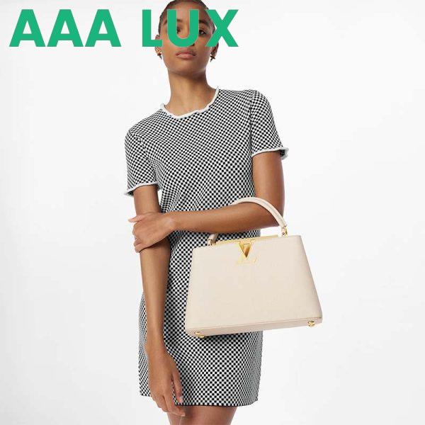 Replica Louis Vuitton LV Women Capucines MM Handbag Yellow Beige Taurillon Leather Canvas 13