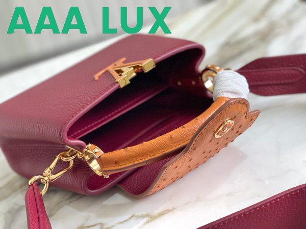 Replica Louis Vuitton LV Women Capucines Mini Handbag Red Taurillon Ostrich Leather 7