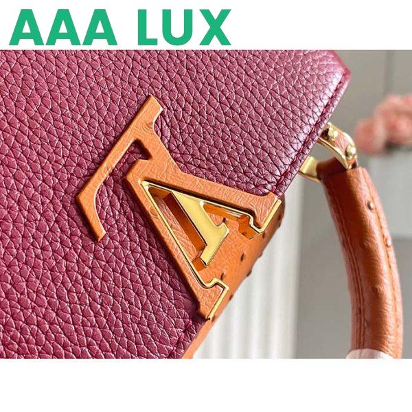 Replica Louis Vuitton LV Women Capucines Mini Handbag Red Taurillon Ostrich Leather 8