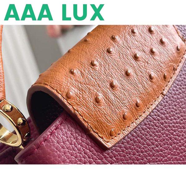 Replica Louis Vuitton LV Women Capucines Mini Handbag Red Taurillon Ostrich Leather 9
