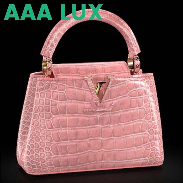 Replica Louis Vuitton LV Women Capucines Mini Handbag Pink Crocodilien Brillant Savoir Faire