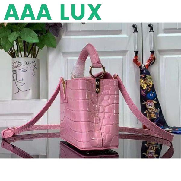 Replica Louis Vuitton LV Women Capucines Mini Handbag Pink Crocodilien Brillant Savoir Faire 4