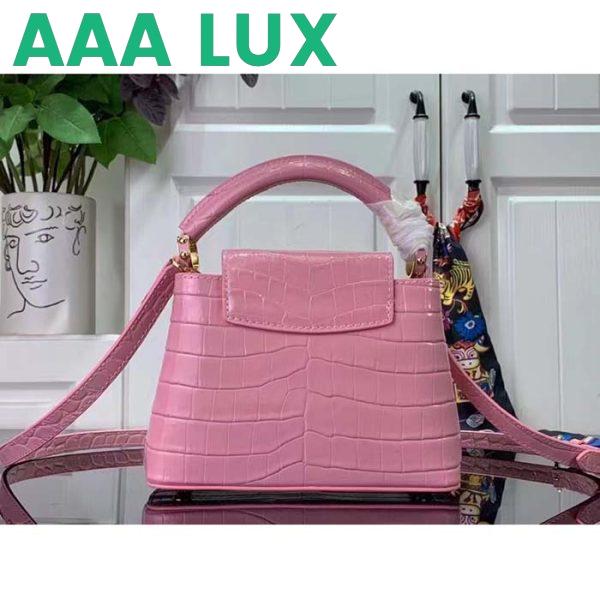 Replica Louis Vuitton LV Women Capucines Mini Handbag Pink Crocodilien Brillant Savoir Faire 5