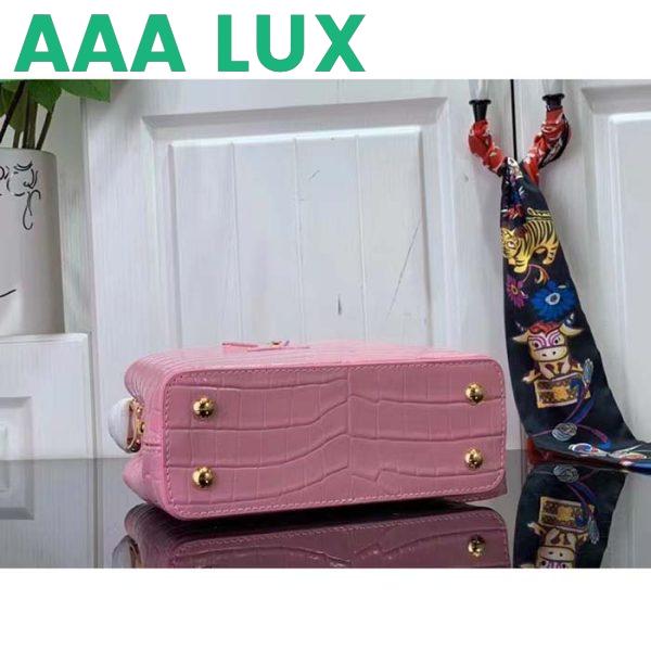 Replica Louis Vuitton LV Women Capucines Mini Handbag Pink Crocodilien Brillant Savoir Faire 6