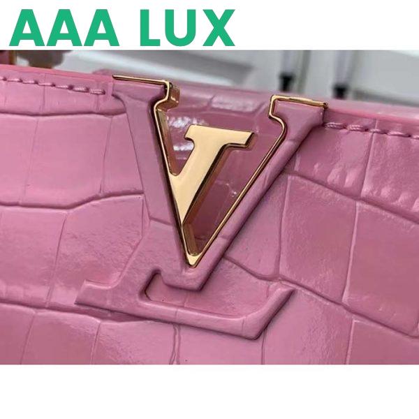 Replica Louis Vuitton LV Women Capucines Mini Handbag Pink Crocodilien Brillant Savoir Faire 8