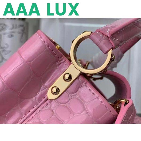 Replica Louis Vuitton LV Women Capucines Mini Handbag Pink Crocodilien Brillant Savoir Faire 9