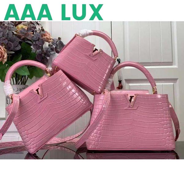Replica Louis Vuitton LV Women Capucines Mini Handbag Pink Crocodilien Brillant Savoir Faire 12