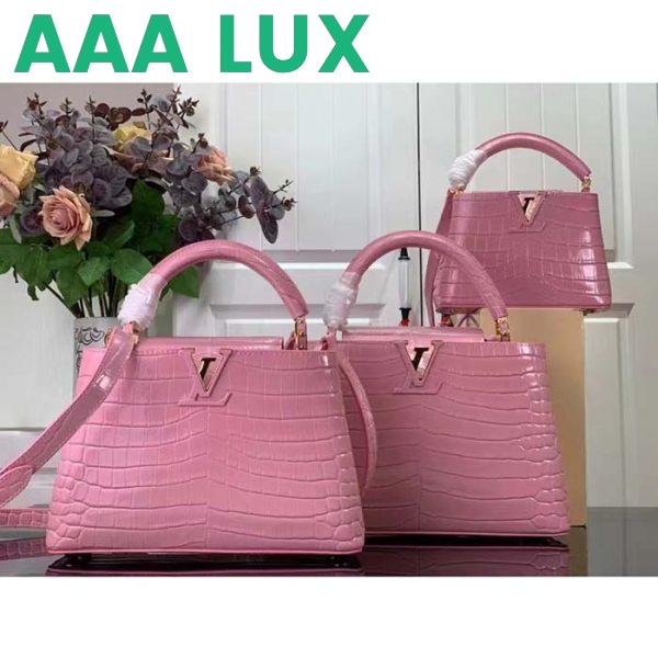 Replica Louis Vuitton LV Women Capucines Mini Handbag Pink Crocodilien Brillant Savoir Faire 13
