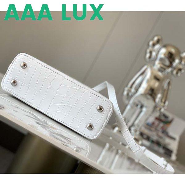 Replica Louis Vuitton LV Women Capucines Mini Handbag White Brilliant Crocodilien Leather 6