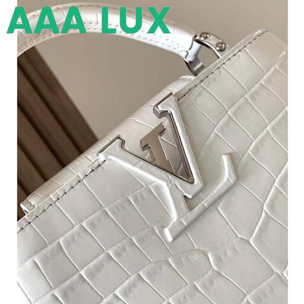 Replica Louis Vuitton LV Women Capucines Mini Handbag White Brilliant Crocodilien Leather 8