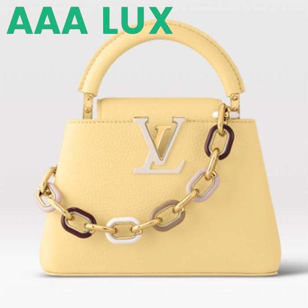 Replica Louis Vuitton LV Women Capucines Mini Handbag Yellow Taurillon Cowhide Leather 2