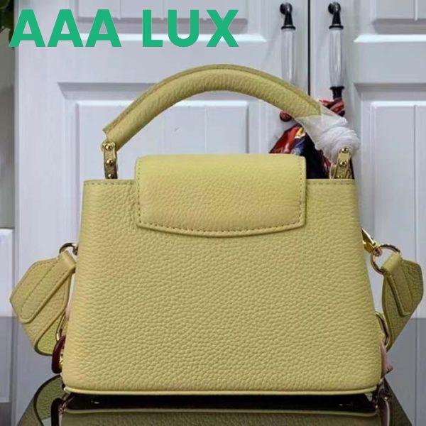 Replica Louis Vuitton LV Women Capucines Mini Handbag Yellow Taurillon Cowhide Leather 4