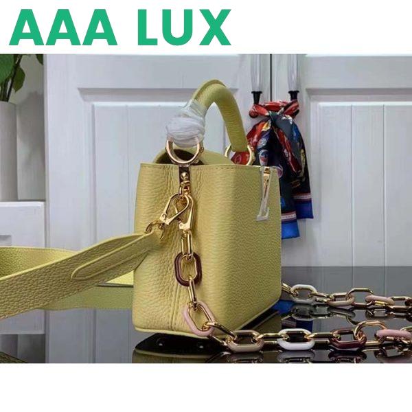 Replica Louis Vuitton LV Women Capucines Mini Handbag Yellow Taurillon Cowhide Leather 5