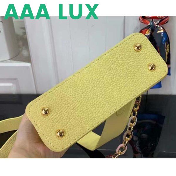 Replica Louis Vuitton LV Women Capucines Mini Handbag Yellow Taurillon Cowhide Leather 6