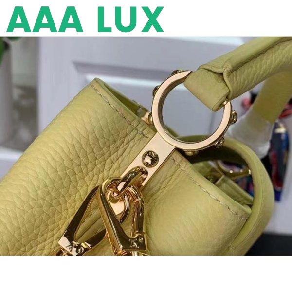 Replica Louis Vuitton LV Women Capucines Mini Handbag Yellow Taurillon Cowhide Leather 9