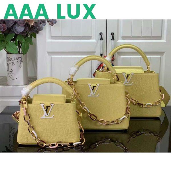Replica Louis Vuitton LV Women Capucines Mini Handbag Yellow Taurillon Cowhide Leather 12