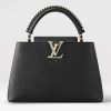 Replica Louis Vuitton LV Women Capucines MM Handbag Black Gold Arizona Taurillon Leather 14