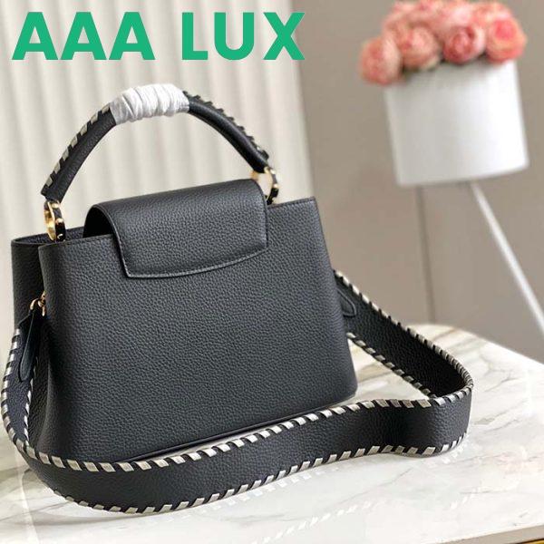 Replica Louis Vuitton LV Women Capucines MM Handbag Black Etain Metallic Gray Taurillon Leather 5