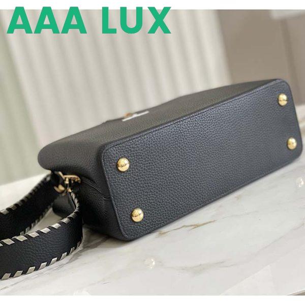 Replica Louis Vuitton LV Women Capucines MM Handbag Black Etain Metallic Gray Taurillon Leather 6