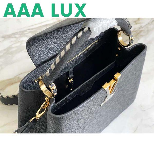Replica Louis Vuitton LV Women Capucines MM Handbag Black Etain Metallic Gray Taurillon Leather 7