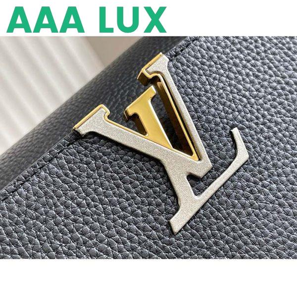 Replica Louis Vuitton LV Women Capucines MM Handbag Black Etain Metallic Gray Taurillon Leather 8