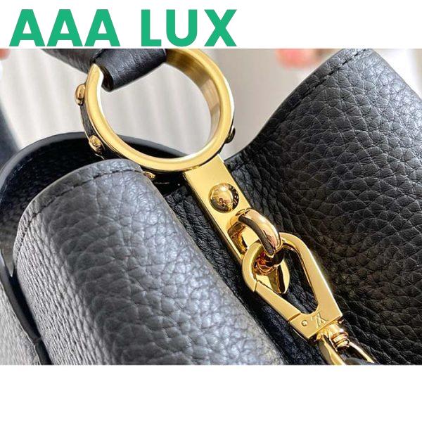 Replica Louis Vuitton LV Women Capucines MM Handbag Black Etain Metallic Gray Taurillon Leather 9