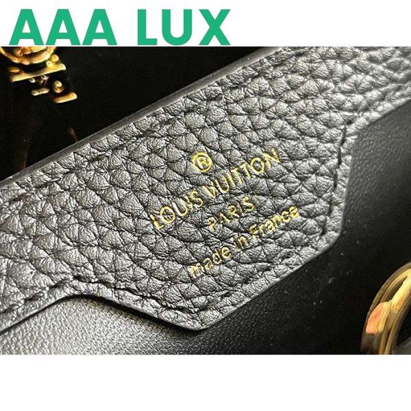 Replica Louis Vuitton LV Women Capucines MM Handbag Black Etain Metallic Gray Taurillon Leather 11