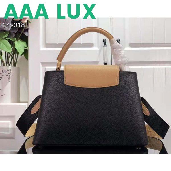 Replica Louis Vuitton LV Women Capucines MM Handbag Black Gold Arizona Taurillon Leather 3