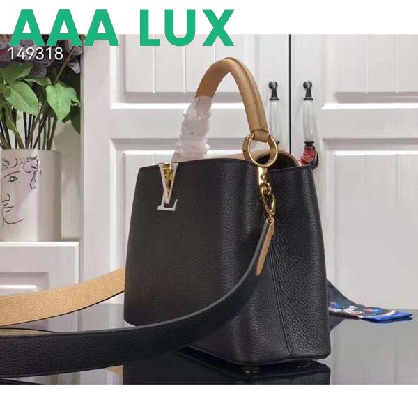 Replica Louis Vuitton LV Women Capucines MM Handbag Black Gold Arizona Taurillon Leather 4