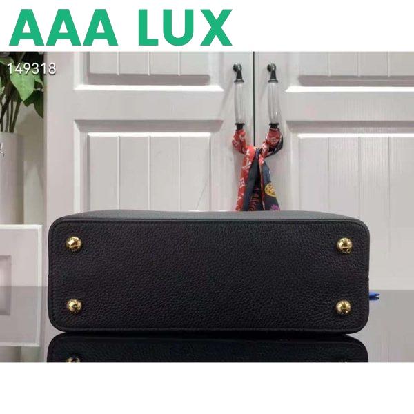 Replica Louis Vuitton LV Women Capucines MM Handbag Black Gold Arizona Taurillon Leather 5
