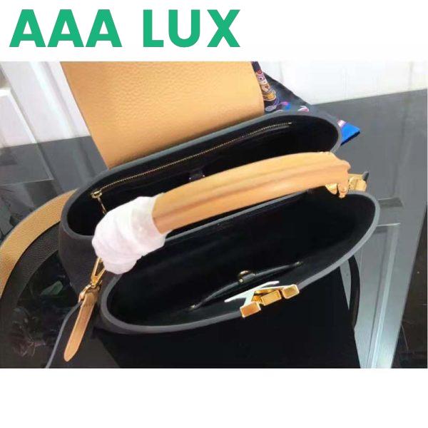 Replica Louis Vuitton LV Women Capucines MM Handbag Black Gold Arizona Taurillon Leather 6