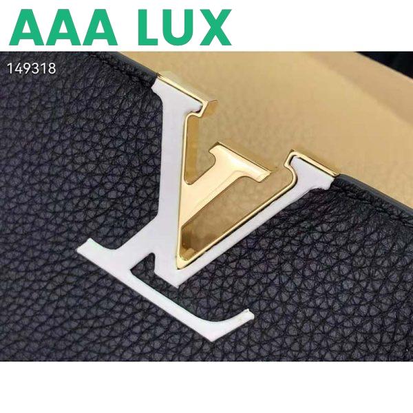 Replica Louis Vuitton LV Women Capucines MM Handbag Black Gold Arizona Taurillon Leather 7
