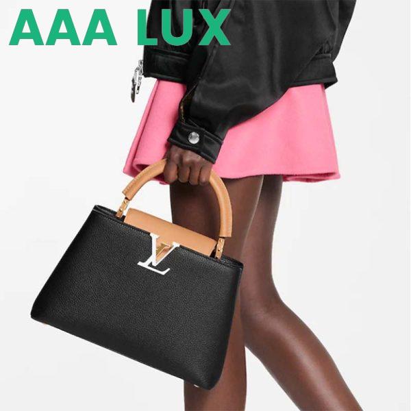 Replica Louis Vuitton LV Women Capucines MM Handbag Black Gold Arizona Taurillon Leather 11