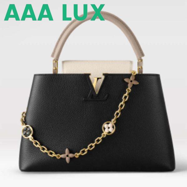 Replica Louis Vuitton LV Women Capucines MM Handbag Black Gray Taurillon Leather