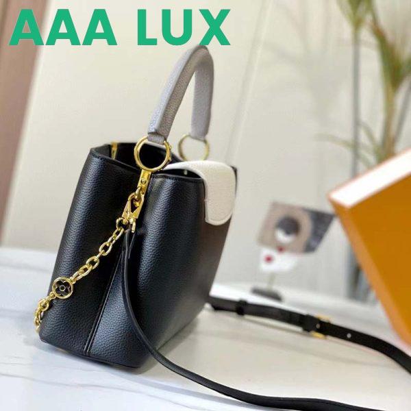 Replica Louis Vuitton LV Women Capucines MM Handbag Black Gray Taurillon Leather 5