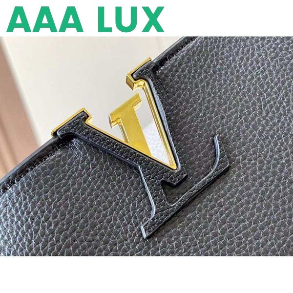 Replica Louis Vuitton LV Women Capucines MM Handbag Black Gray Taurillon Leather 8
