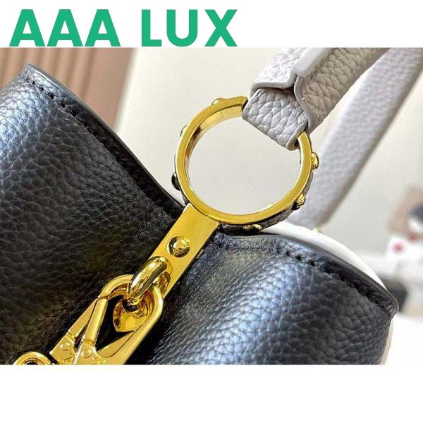 Replica Louis Vuitton LV Women Capucines MM Handbag Black Gray Taurillon Leather 9