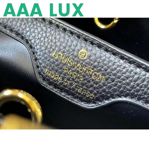 Replica Louis Vuitton LV Women Capucines MM Handbag Black Gray Taurillon Leather 11