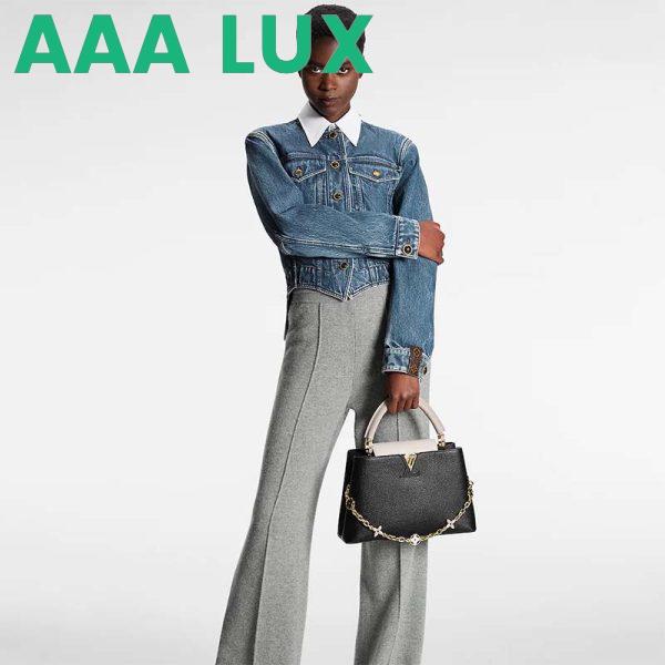Replica Louis Vuitton LV Women Capucines MM Handbag Black Gray Taurillon Leather 12