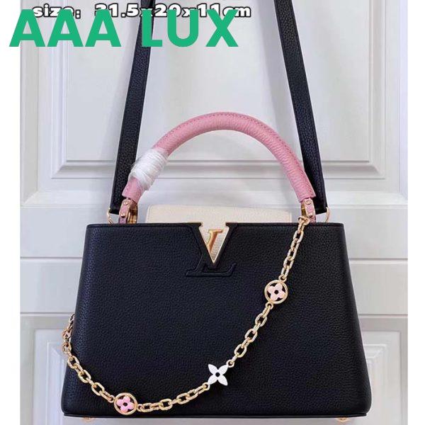 Replica Louis Vuitton LV Women Capucines MM Handbag Black Pink Taurillon Leather 3