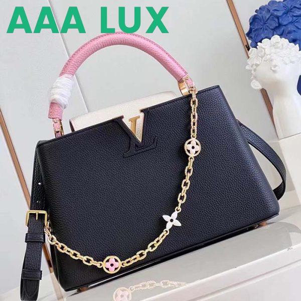 Replica Louis Vuitton LV Women Capucines MM Handbag Black Pink Taurillon Leather 5