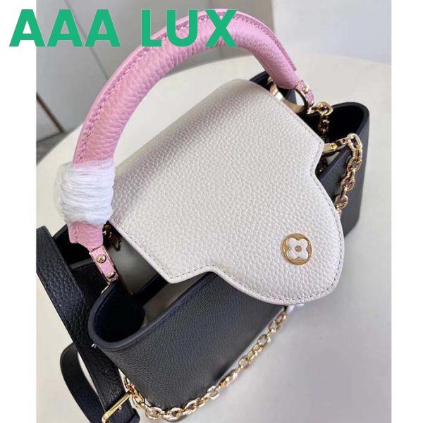 Replica Louis Vuitton LV Women Capucines MM Handbag Black Pink Taurillon Leather 7