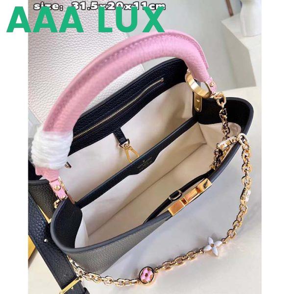 Replica Louis Vuitton LV Women Capucines MM Handbag Black Pink Taurillon Leather 10