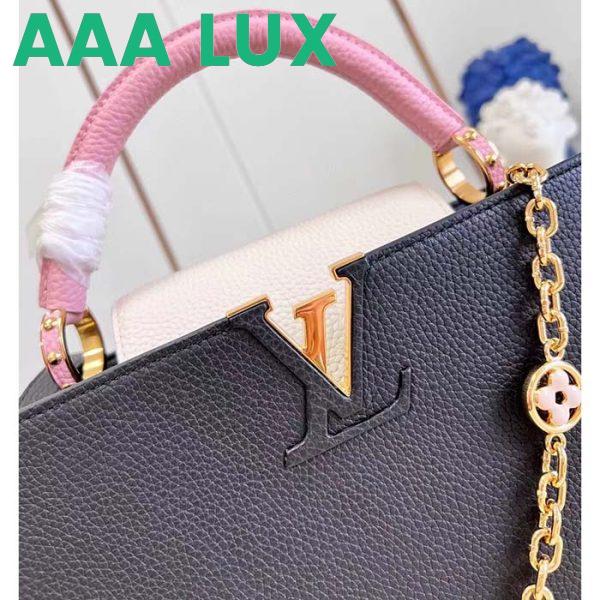 Replica Louis Vuitton LV Women Capucines MM Handbag Black Pink Taurillon Leather 11