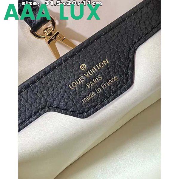 Replica Louis Vuitton LV Women Capucines MM Handbag Black Pink Taurillon Leather 12