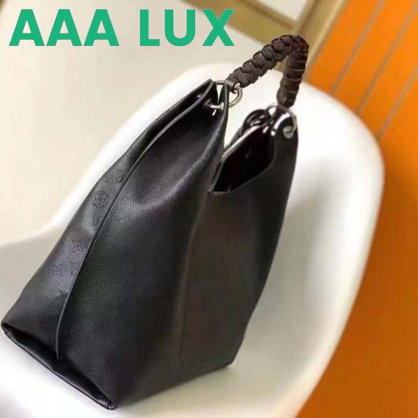 Replica Louis Vuitton LV Women Carmel Hobo Bag Black Mahina Perforated Calf Leather 4