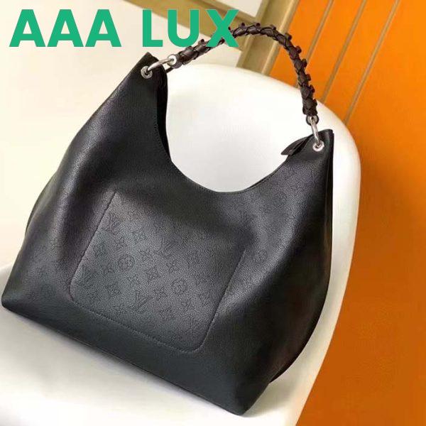Replica Louis Vuitton LV Women Carmel Hobo Bag Black Mahina Perforated Calf Leather 5