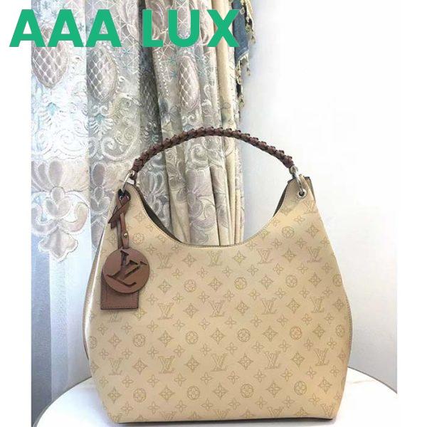 Replica Louis Vuitton LV Women Carmel Hobo Bag Crème Beige Mahina Perforated Calf Leather 3