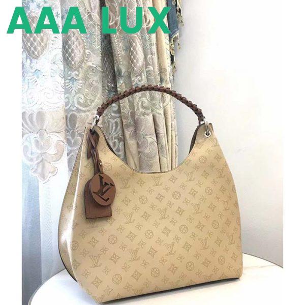 Replica Louis Vuitton LV Women Carmel Hobo Bag Crème Beige Mahina Perforated Calf Leather 5